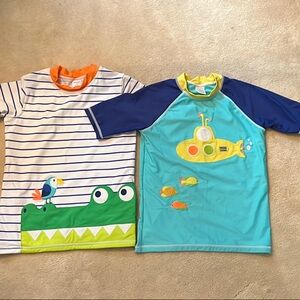 Gymboree White and Blue Swim Rashguards